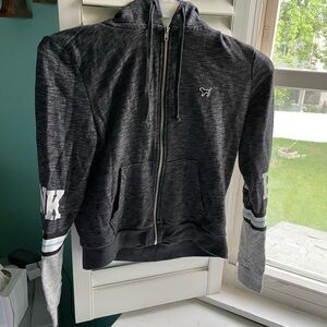 Victoria's Secret Pink Heather Black Full Zip Hoodie